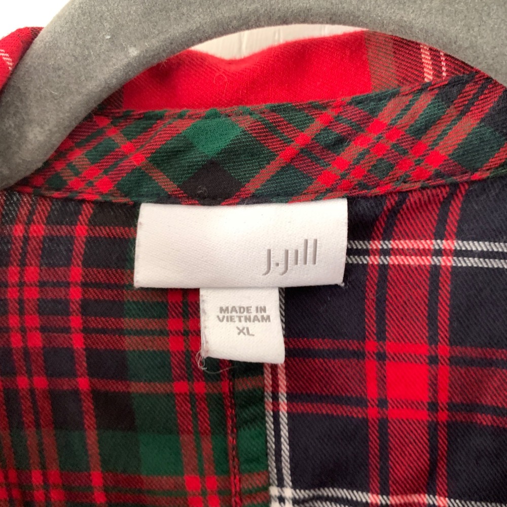 J. Jill Patchwork Plaid Button Down Tunic Shirt R… - image 8